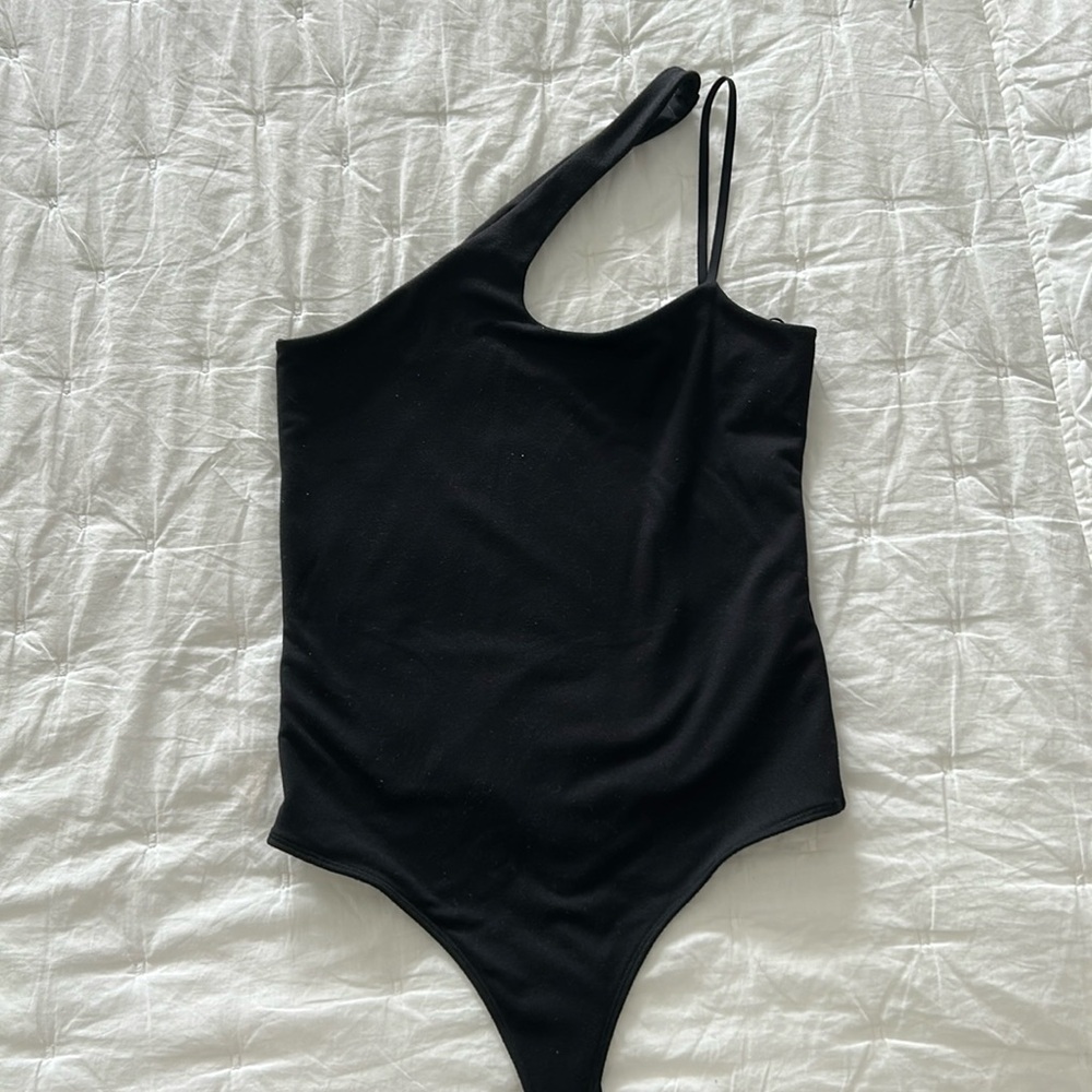 Black Abercrombie asymmetrical bodysuit S